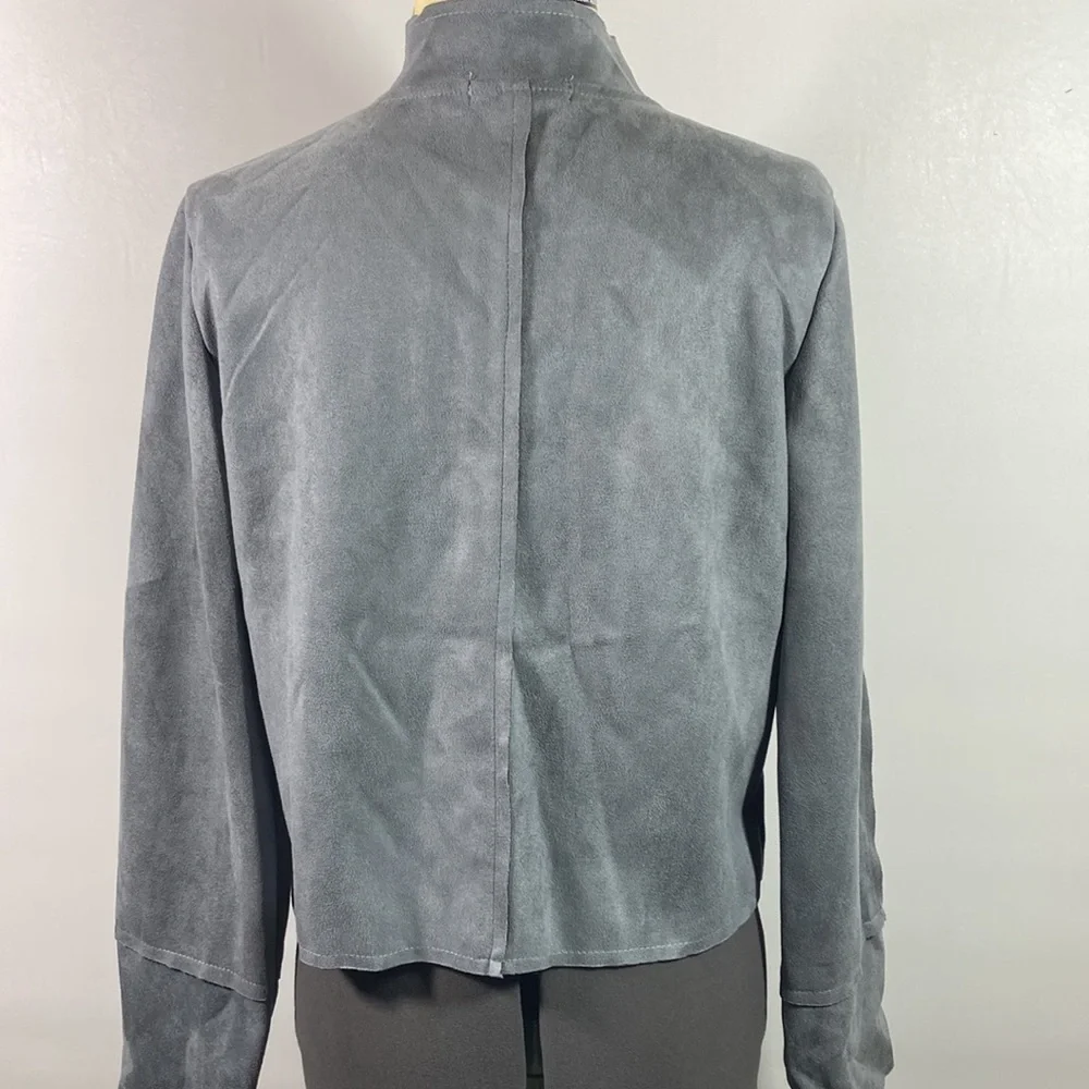 Zeagoo Cropped Faux Suede Open Front Raw Seams Jacket Size M New With Tag - Picture 6 of 11